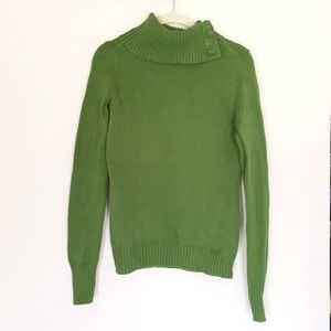 Banana Republic | Ribbed Button Cowl Neck Heavy Weight Sweater in Jade Green